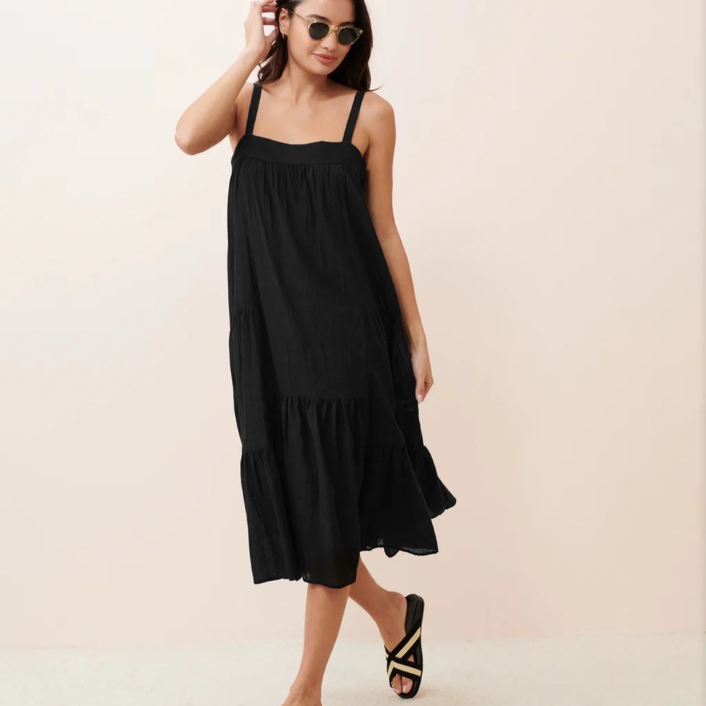 Jenni Kayne Black Ruffled Tiered Midi Sundress